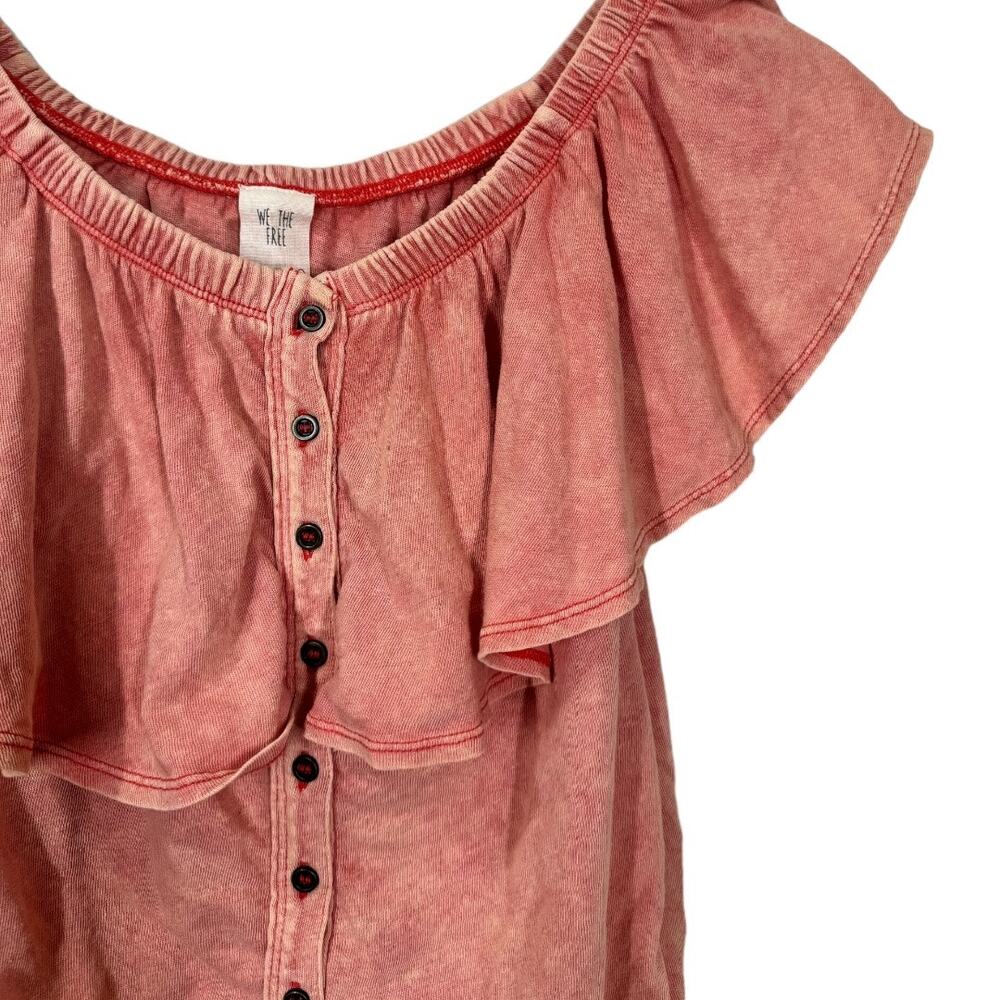 Free People Love Letter Ruffled Tube Top XS Off Shoulder Coral We The Free Boho - Picture 4 of 9